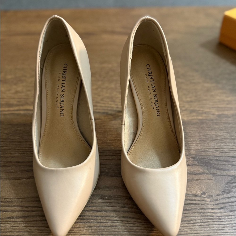 Christian Siriano Cream Pointed-Toe Heels